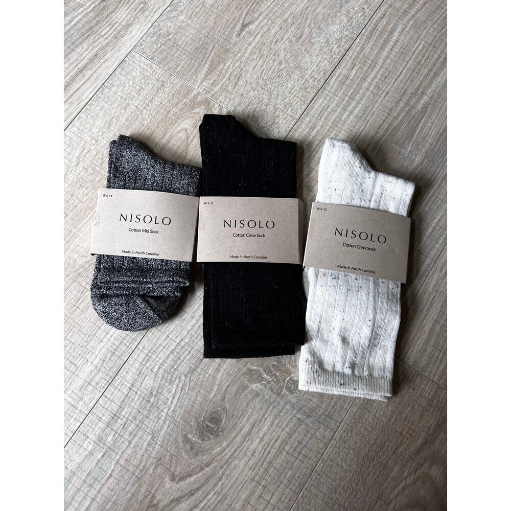NWT Nisolo Cotton Mid Socks set of 3